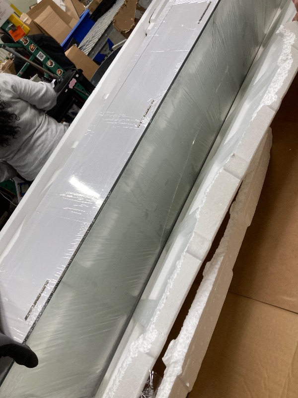 Photo 1 of *Mirror needs replacing* SONGMICS 6 LEDs Lockable Mirror Jewelry Cabinet, 360° Swivel Jewelry Organizer Armoire Standing, Frameless Full-Length Mirror, 3 Storage Shelves, White Surface, Black Lining UJJC007W01