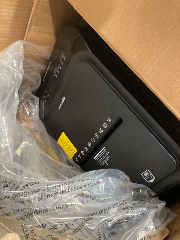 Photo 1 of *PARTS ONLY/SELLING AS IS* Amazon Basics 200-Sheet Auto Feed Cross-Cut Paper Shredder, High Security P-4, Anti-Jam, 8.5 Gallon Pullout Bin, Black