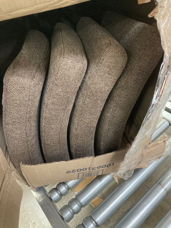 View 2 of ***SET OF 4 ONLY*** COLAMY Mid Century Modern Dining Chairs Set of 4, Upholstered Kitchen Chairs with Back, Farmhouse Fabric Side Dining Room Chairs with Wood Legs for Dining Room Kitchen Restaurant, Brown