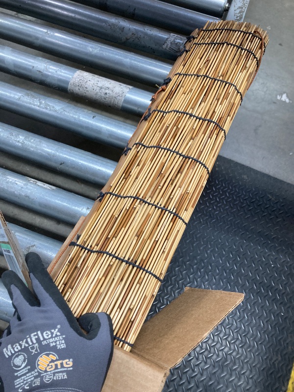 Photo 1 of *Hardware missing* Roman Shades for Windows Bamboo Roller Shades for Patio Porch – Light Filtering Sunshade Retro Natural Reed Blinds for Outdoor Windows, 35" W x 64" H