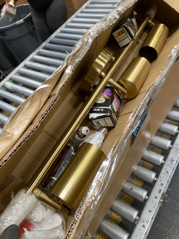 Photo 1 of *Light broken?* BOKT Brushed Brass Gold 3-Lights LED Adjustable Track Lighting Kit Mid Century Modern 3 Way Flush Mount Ceiling Spotlight Kitchen Track Ceiling Light Fixture