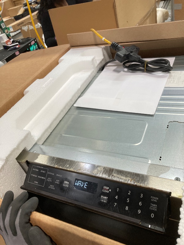 View 2 of *Dirty* SHARP SMD2470ASY Microwave Drawer Oven, 24-inch, 1.2 Cubic Feet, 950 Watt, Concealed Control Panel with Digital LCD Display, Stainless Steel
