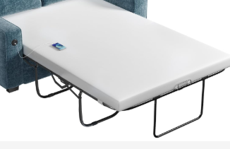 Photo 1 of *BOX 2 ONLY/Pullout bed part only* Marsail Pull Out Sofa Bed, Queen Size Sleeper Sofa with Memory Foam Mattress, Chenille Fabric, Blue