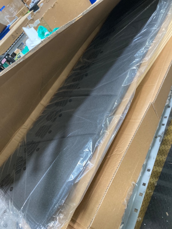 Photo 1 of *Pieces missing?* Zinus Queen Maya Upholstered Bed Frame with Asymmetric Headboard, Durable Wooden Slats, Sturdy Framework, Noise Free Sleep, No Box Spring Needed, Easy Assembly, Eco Friendly Packaging, Dark Grey