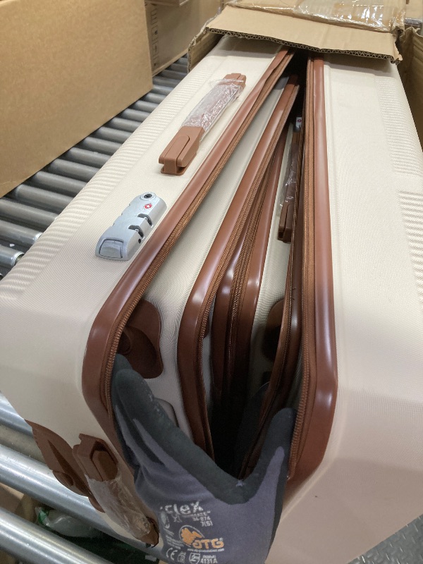 Photo 1 of *Zipper piece missing* CONCEPTEN Luggage Sets 5 Piece, Suitcases With Wheels, Lightweight Travel Luggage Set With TSA Lock, ABS Hardshell Carry On Suitcase Set, White