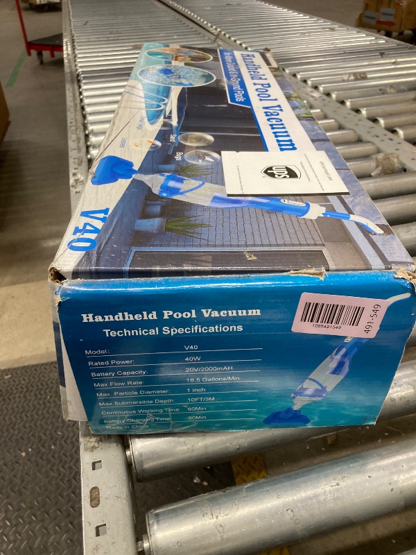 Photo 1 of *Dirty* Cordless Pool Vacuum with Telescopic Pole, 18.5 GPM Powerful Suction, 1.5H Supercharge Technology, Handheld Pool Vacuum Cleaner for Above Ground/Inground Pools, Hot Tubs, Deep Blue V40