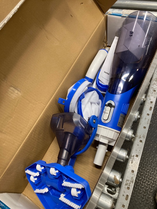 Photo 1 of *Dirty* Cordless Pool Vacuum with Telescopic Pole, 18.5 GPM Powerful Suction, 1.5H Supercharge Technology, Handheld Pool Vacuum Cleaner for Above Ground/Inground Pools, Hot Tubs, Deep Blue V40