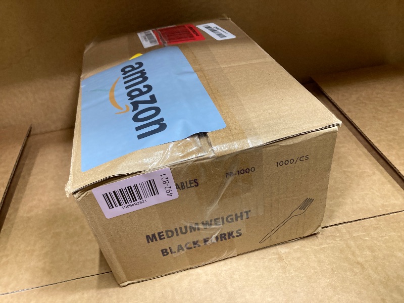 Photo 1 of *Damage to box* 1,000 Plastic Disposable Forks Bulk Black Medium Weight Disposable Silverware Plastic Cutlery Fork