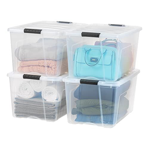 Photo 1 of **ONLY 2 CONTAINERS-N0 LIDS***IRIS USA 72 QT Plastic Storage Box with Lid and Latches -Pack - BPA-Free, See-Through Organizing Solution, Durable Nestable Stackable Containers, Secure Pull Handle - Clear