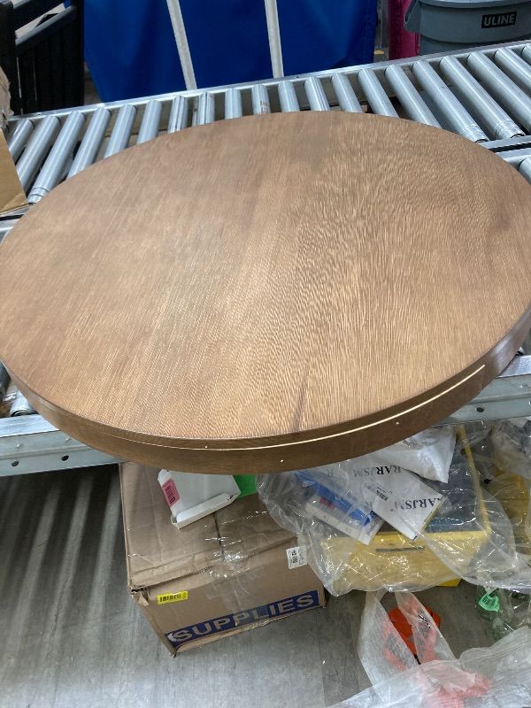 Photo 1 of ***DAMAGED -SELLING AS IS *** Plank+Beam Classic Round Coffee Table, 36" Farmhouse Coffee Table, Mini Center Tables for Small Spaces, Small Living Space Tea Table, Pecan Wirebrush