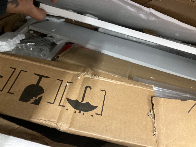 Photo 1 of **PARTS ONLY**Seventable Computer Desk with Power Outlets & LED Light, 47 inch Home Office Desk with 5 Drawers, Writing Desk with Monitor Stand, Work Desk for Home Office, White