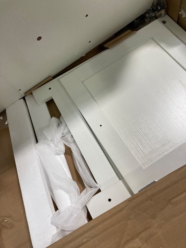 Photo 1 of ***DAMAGED -SELLING  AS PARTS ONLY*** 
HOOBRO Litter Box Enclosure, Cat Litter Box Furniture with Removable Divider, Large Hidden Litter Box Furniture, Wooden Cat House, End Side Table, 31" L x 17.5" W x 19.7" H, White WT03MW01G2