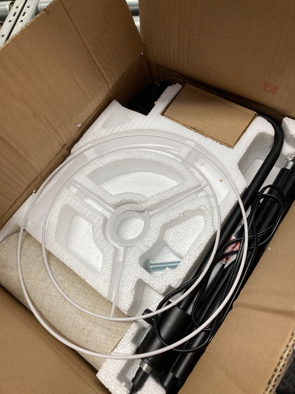 Photo 1 of ?Upgraded? Dimmable Floor Lamp, 1000 Lumens LED Edison Bulb Included, Arc Floor Lamps for Living Room Modern Standing Lamp with Linen Shade, Tall Lamp for Bedroom Office Dining Room- Black