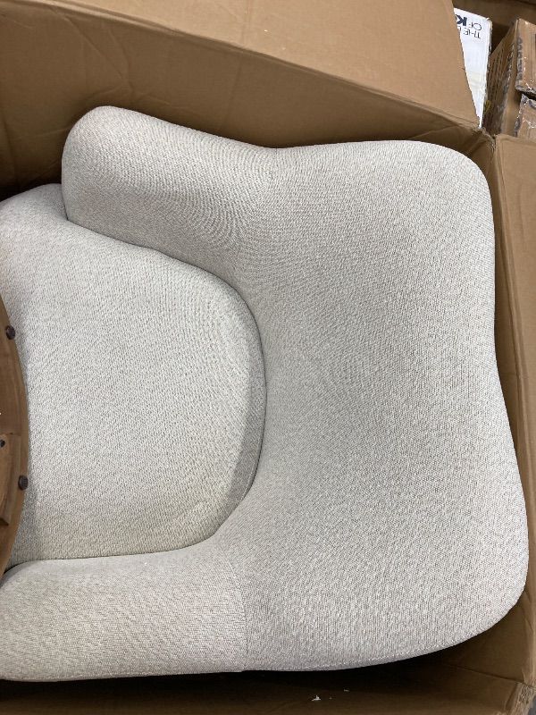 Photo 1 of **BROKEN BASE/PARTS ONLY***Spruce & Spring
Noel Linen Fabric 360° Swivel Mid Century Accent Chair Upholstered Arm Chair with Wooden Base and Camel Back