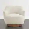 Photo 1 of **BROKEN BASE/PARTS ONLY***Spruce & Spring
Noel Linen Fabric 360° Swivel Mid Century Accent Chair Upholstered Arm Chair with Wooden Base and Camel Back