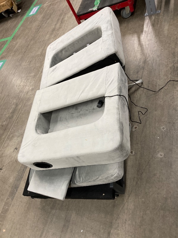 Photo 1 of **only to parts, missing a lot pieces, incomplete***IDEALHOUSE 84" Sleeper Sofa with Storage & Charging Station, Convertible Sectional Couch Bed with LED Lights, Reversible Chaise, Pull Out Sofa Bed for Living Room Apartment, Velvet, Light Grey