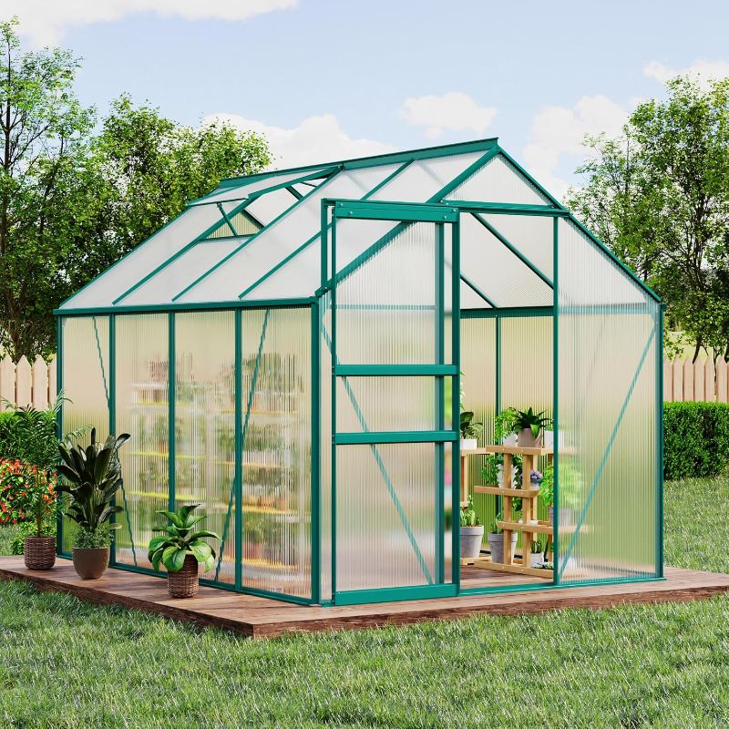 Photo 1 of * **BOX 1 OF 2 ONLY/PARTIAL SET/FRAME SELLING AS  PARTS ONLY*** GarveeHome 6 x 8 FT Polycarbonate Greenhouse, Winter Greenhouses for Outdoors with Aluminum Frame, Sliding Door, Adjustable Roof Vent, Backyard Green House