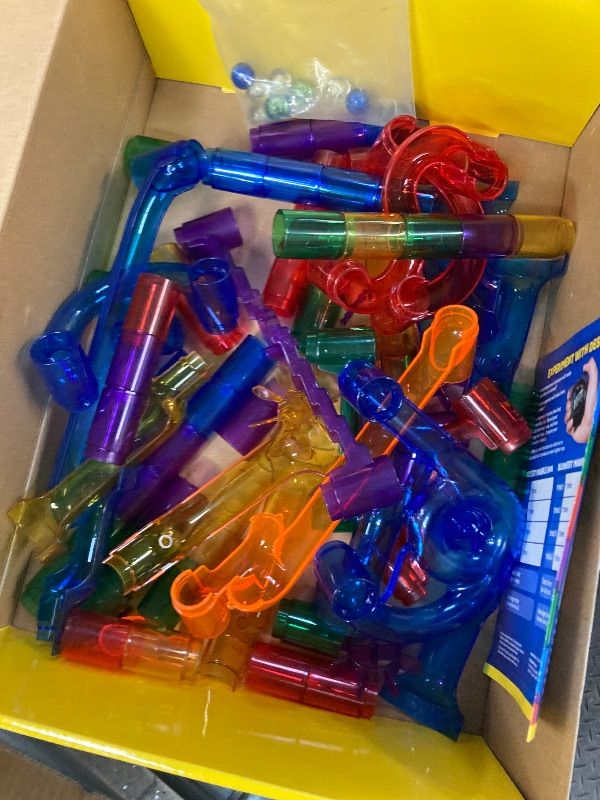 Photo 1 of ***MISSING PIECES -SELLING AS INCOMPLETE PARTS ONLY*** NATIONAL GEOGRAPHIC Glowing Marble Run – Piece Construction Set with 30 Glow in The Dark Glass Marbles & Storage Bag, STEM Gifts for Boys and Girls, Building Project Toy