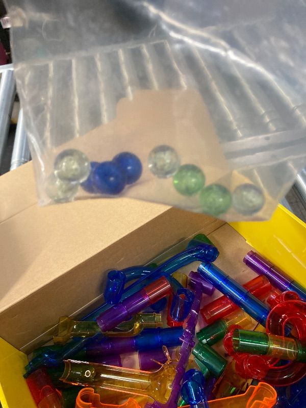 Photo 1 of ***MISSING PIECES -SELLING AS INCOMPLETE PARTS ONLY*** NATIONAL GEOGRAPHIC Glowing Marble Run – Piece Construction Set with 30 Glow in The Dark Glass Marbles & Storage Bag, STEM Gifts for Boys and Girls, Building Project Toy