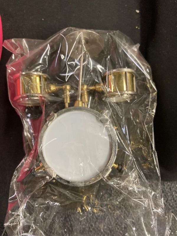 Photo 1 of **MISSING CASE**Dselvgvu Miniature Drum with Case - Gold, Mini Percussion Musical Instrument - Mini Drum - Miniature Dollhouse Model - Christmas Ornament and Gift