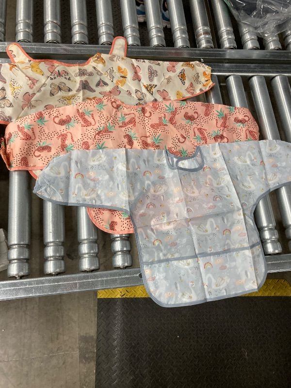 Photo 1 of ***USED -SELLING AS IS*** YeeLauf Sleeved Bib, 3 Pack, Waterproof Shirt Bibs for Baby 3-24 Months Wipe Clean