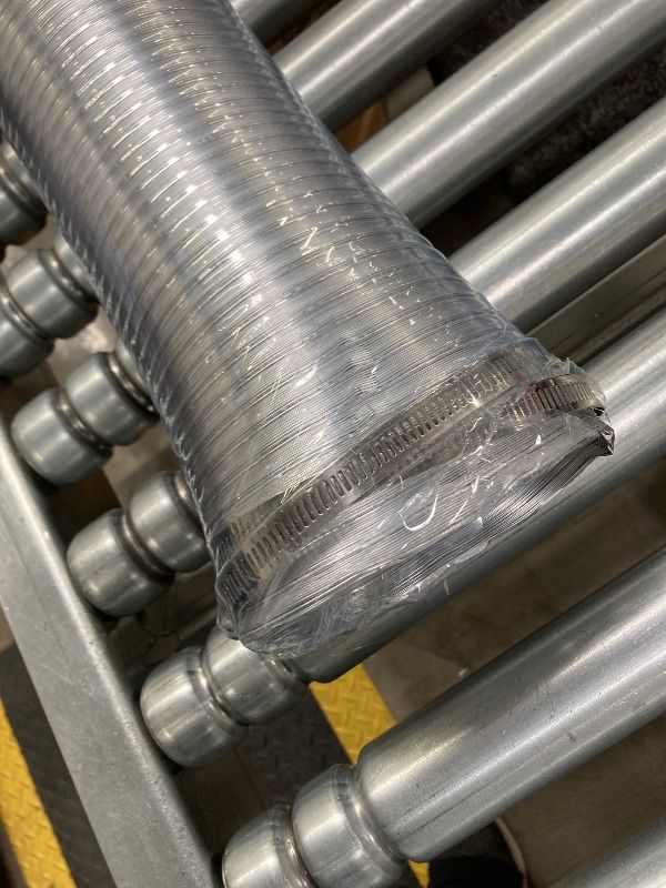 Photo 1 of ***DAMAGED -BENT SELLING AS IS *** Hon&Guan 4-inch Semi Rigid Dryer Vent Hose, 8 Feet Flexible Aluminum Duct with 2 Clamps, and Aluminum Foil Tape