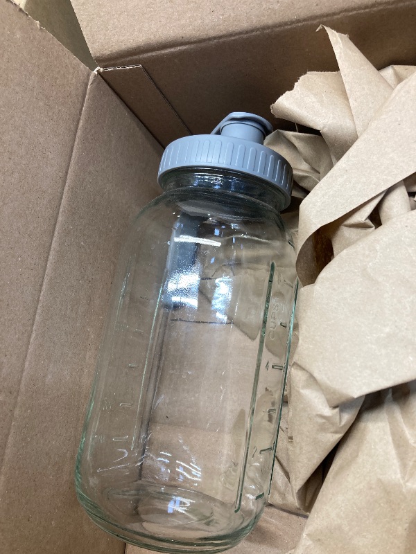 Photo 1 of **PITCHER ONLY/NO FILTER OR BRUSH***Glyntrof Cold Brew Coffee Maker Pitcher, 64 Oz Heavy Duty Wide Mouth Glass Mason Jar pour spout Lid with Stainless Steel Filter for Iced Coffee, Ice Lemonade, Fruit Drinks, Sun Tea