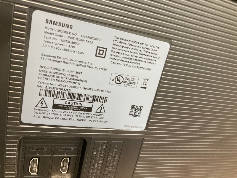 Photo 1 of ***Selling for parts only***Samsung 55-Inch Class Crystal UHD U8000F 4K Smart TV (2025 Model) Endless Free Content, Crystal Processor 4K, MetalStream Design, Knox Security, Compatible with Alexa