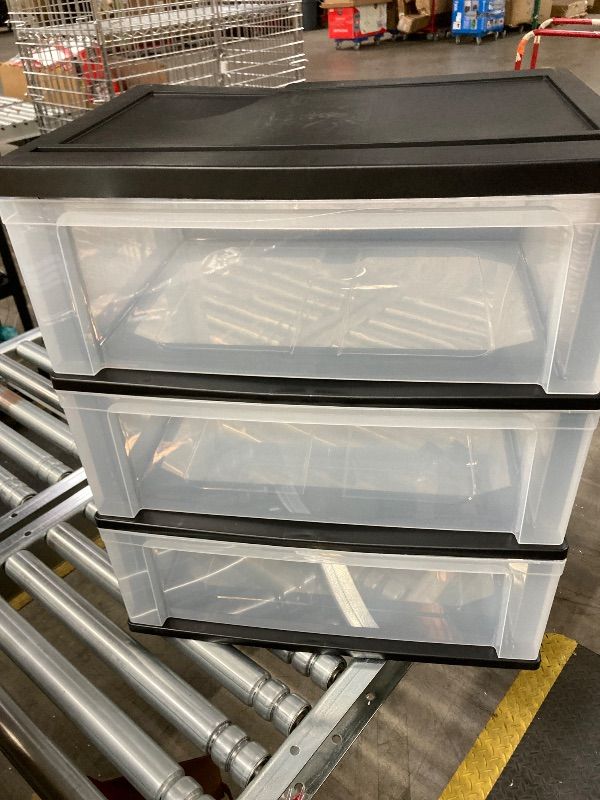 Photo 1 of ***DAMAGE TOP CRACKED & ONE DRAWER MISSING -SELLING AS PARTS ONLY*** IRIS USA Plastic Drawer Storage Organizer Rolling Cart, with Wheels Casters, 2-Drawers, for Art Craft Supplies Bathroom Dorm Bedroom Laundry Room, Wide, Black
