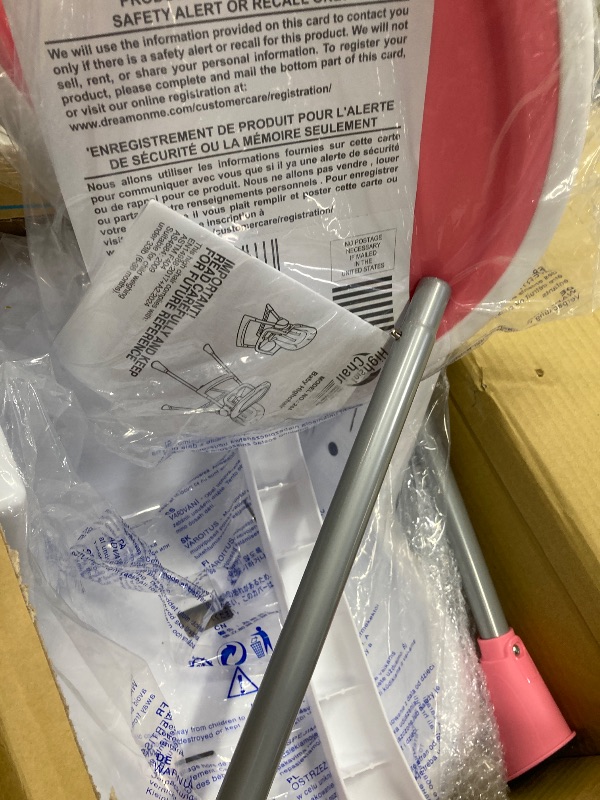 Photo 1 of **MISSING CHAIR PADDING AND STRAPS**Dream On Me TableTalk 2-in-1 High Chair for Baby & Toddler – Convertible High Chair to Junior Chair, Removable Padded Seat, Dual Dishwasher-Safe Trays, Styrdy Steel Frame, Quick Folding Design – Pink