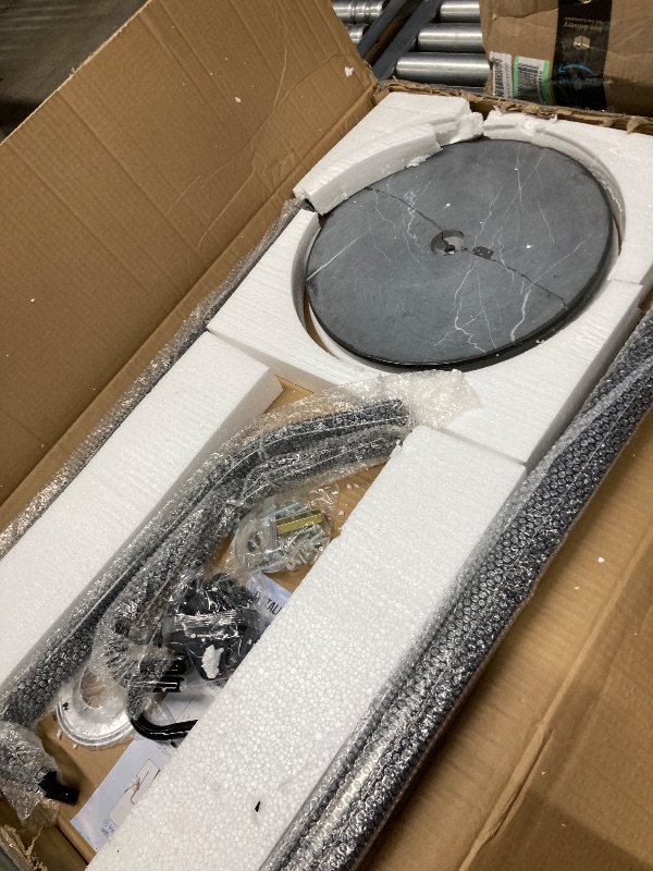 Photo 1 of ***BASE IS CRACKED***Kertnic Metal Coat Rack Stand with Natural Marble Base, Free Standing Hall Tree with 12 Hooks for Hanging Scarf, Bag, Jacket, Home Entry-way Hat Hanger Organizer (Black)***BASE IS CRACKED***