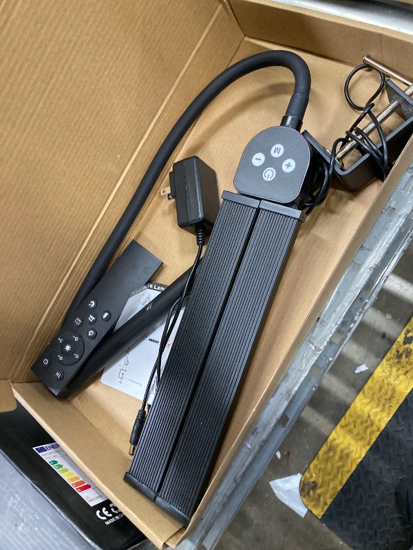 Photo 1 of **PARTS ONLY***NUERPO LED Desk Lamp with Clamp, Adjustable Swing Arm for Home Office, Dimmable Tempering Eye Care Table Light, Black Aluminum