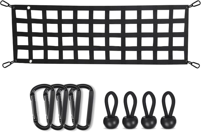 Photo 1 of **NET ONLY****LUCKY STRAPS Tailgate Net for Pickup Truck Bed, 50'' x 15'' Heavy Duty Tailgate Cargo Netting for Small & Mid-Size Truck, Easy-to-use Tailgate Net for Chevy, Ford, Toyota, GMC, Dodge RAM, Jeep (Black)