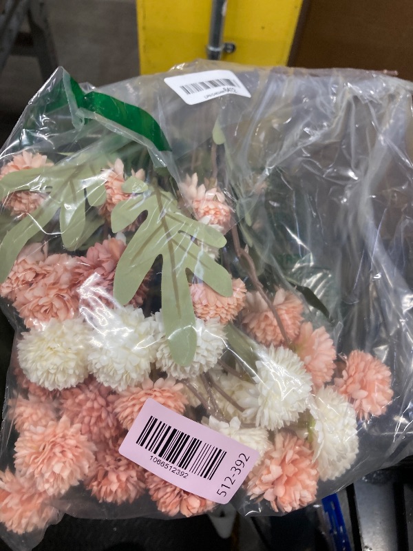 Photo 1 of 10 Pcs Fake Flowers, Artificial Mums With Long Stems, Faux Pompon Mums Floral Arrangement, 3 Mixed Colors Plastic Flowers Silk Dried Flowers Home Decor, Fall Decorations For Home Vase(No Vase)