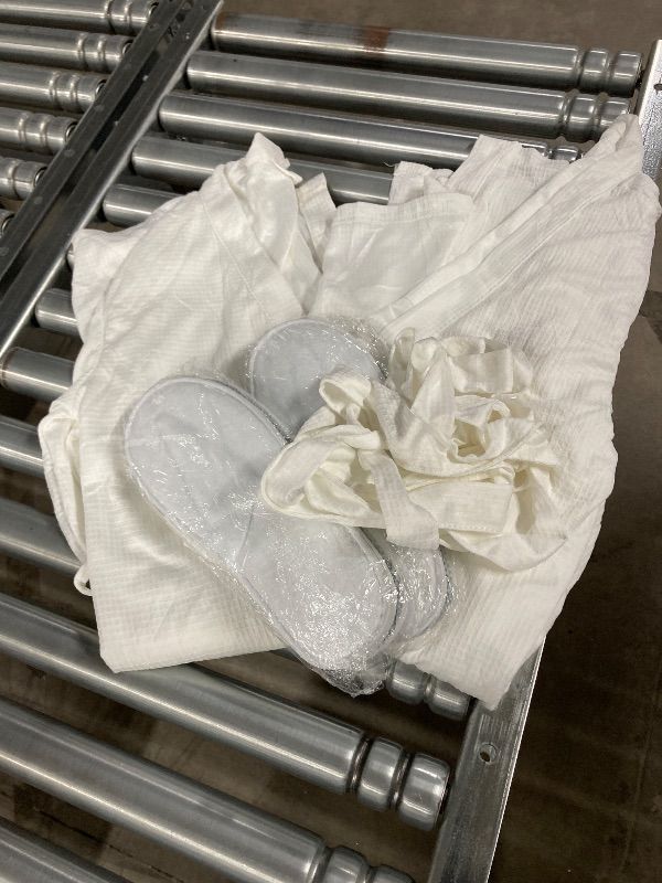 Photo 1 of **MISSING TOWELS**Handepo 2 Sets Waffle Bath Robe Set Unisex Hotel His and Hers Robes Couples Lightweight Knit Spa Bathrobe Slipper Hair Towel(White, SIZE LARGE