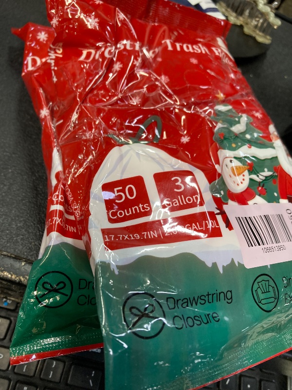 Photo 1 of ++2 PACK XUXRUS Gold Trash Bags Mini Trash Bags, 3 Gallon Small Bathroom Drawstring Christmas Garbage Bags 50 Count, Holiday Supplies, Festive Printed for Kitchen & Bathroom