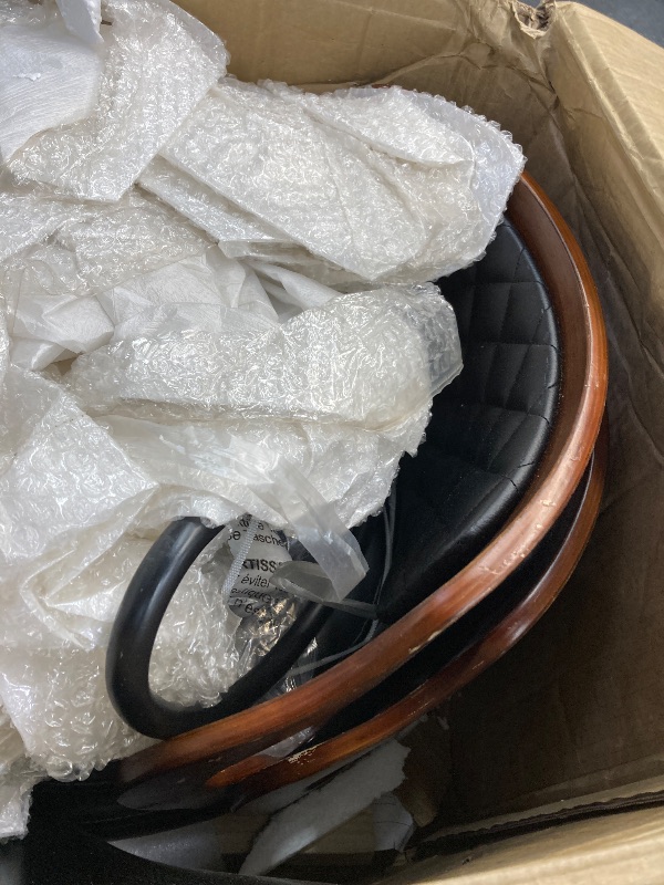 Photo 1 of ***DAMAGED -SELLING AS IS*** VECELO Bar Stools Set of 2, Kitchen Island Stools with Bentwood Back, Arm & Footrest, Counter Height Stools PU Leather Adjustable Height, Swivel Bar Chairs for Club Pub Dining Room, Black   ***SOME SCUFFS/SCRATCHES, BOX RIPPED