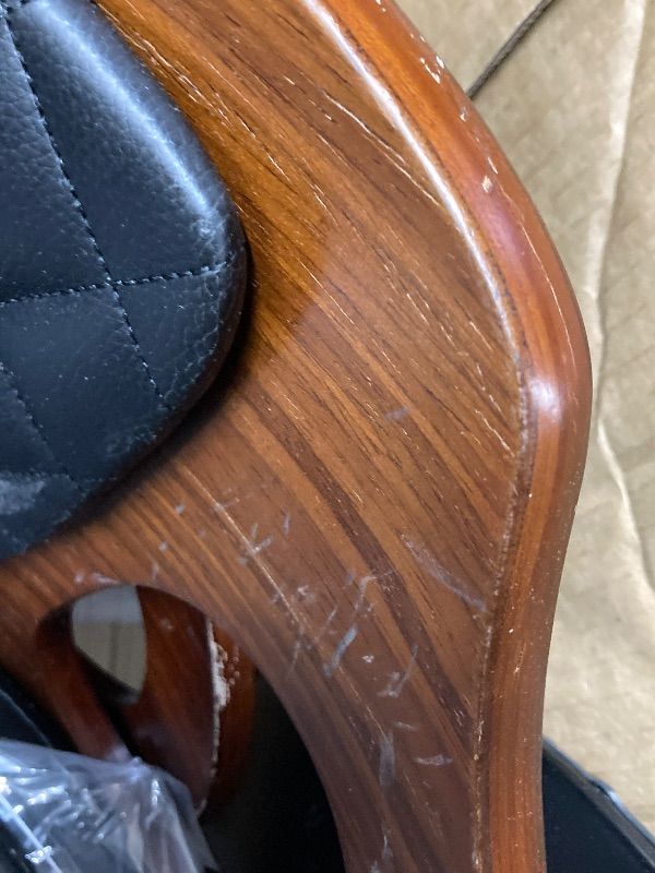 Photo 1 of ***DAMAGED -SELLING AS IS*** VECELO Bar Stools Set of 2, Kitchen Island Stools with Bentwood Back, Arm & Footrest, Counter Height Stools PU Leather Adjustable Height, Swivel Bar Chairs for Club Pub Dining Room, Black   ***SOME SCUFFS/SCRATCHES, BOX RIPPED