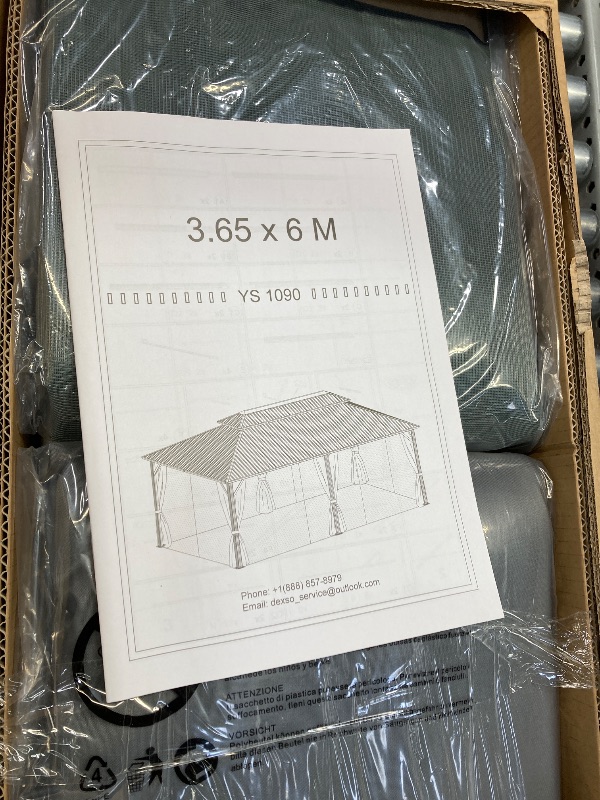 Photo 1 of **missing box**GarveeLife Hardtop Gazebo 12 ft x20 ft for All Weather, with Double Metal Roof, Aluminum Alloy Frame, Net, and Curtain, Permanent Building for Patio, Deck, Backyard, Lawn, and Garden