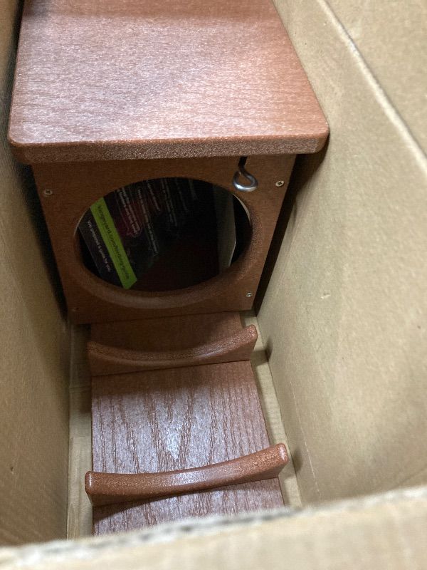 Photo 1 of ***MISSING JAR -SELLING AS IS *** Kingsyard Recycled Plastic Squirrel Feeder for Outside, Squirrel Feeder Box , Sturdy & Durable, Weatherproof (Brown)