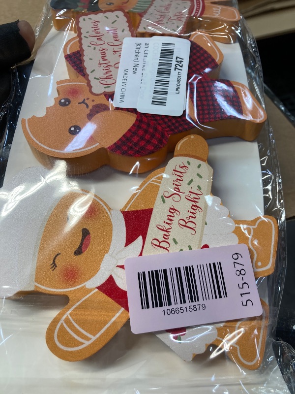 Photo 1 of ***1 IS BROKEN***COCHIE Gingerbread Man Christmas Decorations Indoor, Cute Gingerbread Man Tiered Tray Decor Set of 3, Wooden Gingerbread Man Blocks Xmas Table Decoration for Party Home Office Shelf Door (Kitchen)***1 IS BROKEN***