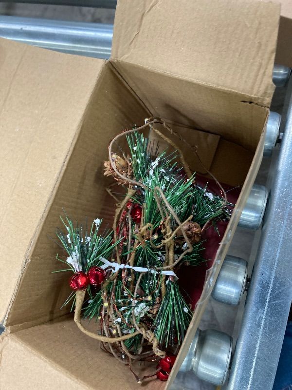 Photo 1 of ***MISSING PART -NON-FUNCTIONAL *SELLING AS IS *** HamiFinee Christmas Garland  6.56FT Holiday  Garlands Pine Cone Garland with Red Berry Garland with LED Lights Xmas Decor Lights for Outdoor Indoor Christmas