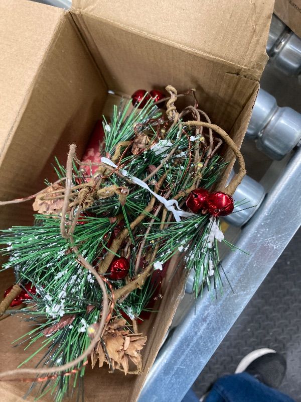 Photo 1 of ***MISSING PART -NON-FUNCTIONAL *SELLING AS IS *** HamiFinee Christmas Garland  6.56FT Holiday  Garlands Pine Cone Garland with Red Berry Garland with LED Lights Xmas Decor Lights for Outdoor Indoor Christmas