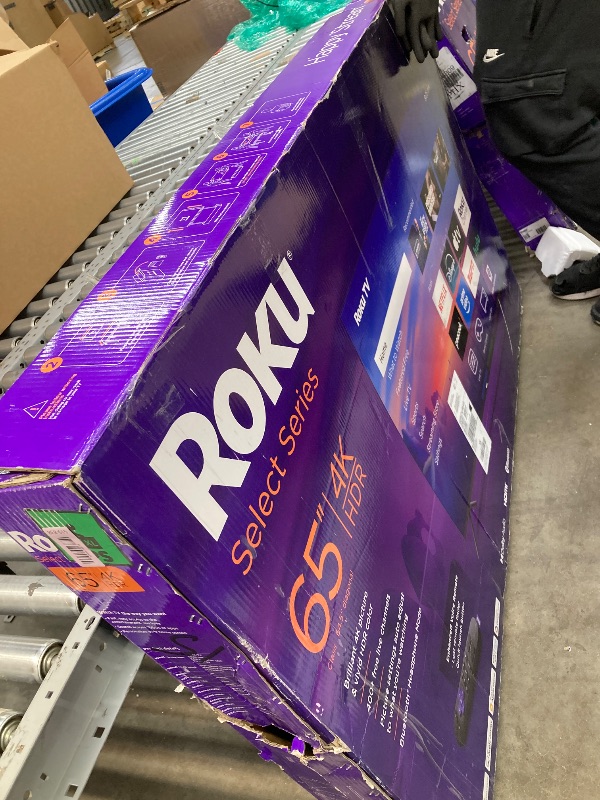 Photo 1 of ***BROKEN, NO RETURN*** Roku Smart TV – 65-Inch Select Series, 4K HDR TV – RokuTV with Enhanced Voice Remote – Flat Screen LED Television with Wi-Fi for Streaming Live Local News, Sports, Family Entertainment