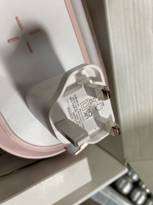 Photo 1 of ***PLZ NOTE THE PLUG TYPE IN PICTURES***COLSUR Bluetooth Speaker Alarm Clock with Wireless Charger, FM Radio, Adjustable LED Night Light, 6 in 1 Bedroom Portable Speaker 2500mAh, Phone Stand for Bedside, Home, Office, Gift (Pink)**PLZ NOTE THE PLUG TYPE I