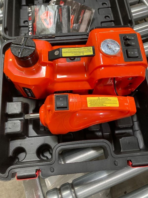 Photo 1 of ***USED*** MISSING PIECES SELLING PARTS ONLY*** E-HEELP Electric Car Jack Kit 5Ton 12V Hydraulic Car Jack Lift (Lifting Range: 6.1~17.7 inch) with Electric Impact Wrench for SUV MPV Sedan Truck Change Tires Garage Repair