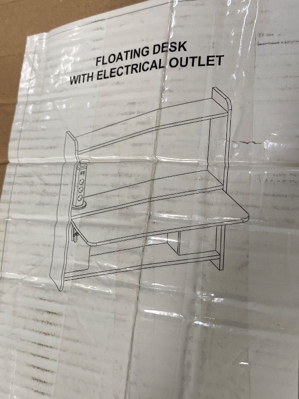 Photo 1 of ***MISSING PARTS ****42STORE Modern Floating Desk with Electric Socket & USB Type A/C Ports – Multi-Purpose Space-Saving Wall Mounted Desk and Shelves - Sleek Foldable Wall Table Design for Home Office, Study, or Bedroom