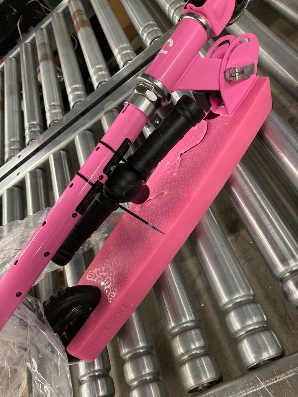 Photo 1 of ***DAMAGE -SELLING AS IS PARTS ONLY*** Jetson Scooters - Jupiter Kick Scooter (Pink) - Collapsible Portable Kids Push Scooter - Lightweight Folding Design with High Visibility RGB Light Up LEDs on Stem, Wheels, and Deck