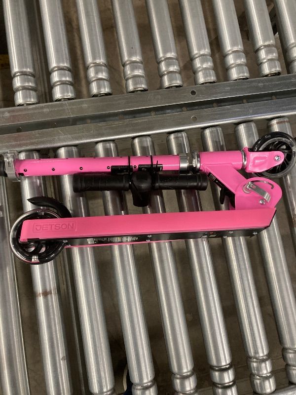 Photo 1 of ***DAMAGE -SELLING AS IS PARTS ONLY*** Jetson Scooters - Jupiter Kick Scooter (Pink) - Collapsible Portable Kids Push Scooter - Lightweight Folding Design with High Visibility RGB Light Up LEDs on Stem, Wheels, and Deck