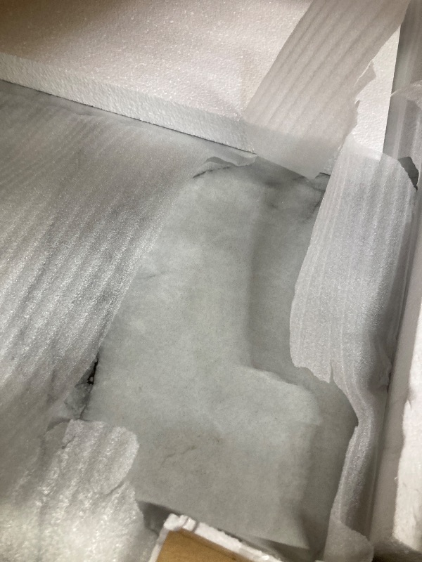 Photo 1 of ** table only** Merax Modern Style 6-Person Dining Table Set with 4 Chairs & a Bench, Marbled Veneers Tabletop and V-Shaped Table Legs, White